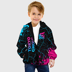 Куртка с капюшоном детская Tokyo Ghoul - neon gradient: надпись, символ, цвет: 3D-черный — фото 2