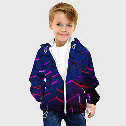 Куртка с капюшоном детская Неоновые треугольники с подсветкой, цвет: 3D-белый — фото 2