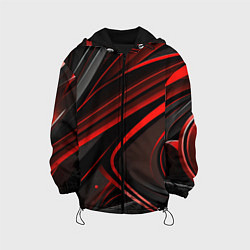 Куртка с капюшоном детская Black and red abstract, цвет: 3D-черный