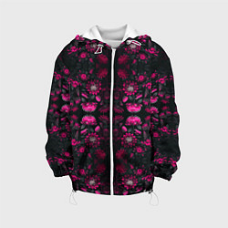 Куртка с капюшоном детская Ярко-розовые неоновые лилии, цвет: 3D-белый