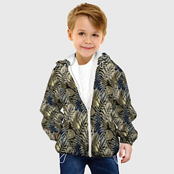 Куртка с капюшоном детская Оливковый тропический узор, цвет: 3D-белый — фото 2