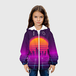 Куртка с капюшоном детская Futuristic Retro City, цвет: 3D-белый — фото 2