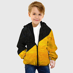 Куртка с капюшоном детская Черно-желтые масляные краски, цвет: 3D-черный — фото 2
