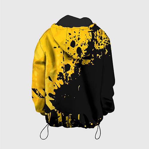 Детская куртка Пятна черной краски на желтом фоне / 3D-Черный – фото 2