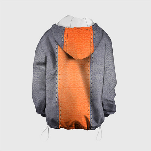 Детская куртка Кожа серая оранжевая / 3D-Белый – фото 2