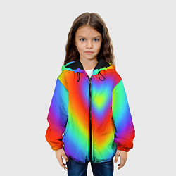Куртка с капюшоном детская Сердце - радужный градиент, цвет: 3D-черный — фото 2