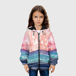Куртка с капюшоном детская Абстрактный пейзаж рассвет над морем, цвет: 3D-черный — фото 2