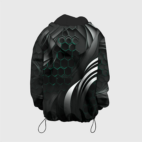 Детская куртка Объемные бирюзовые плиты и черные линии / 3D-Черный – фото 2