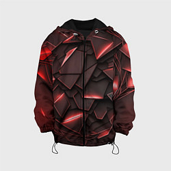 Куртка с капюшоном детская Красные элементы с неоновым свечением, цвет: 3D-черный