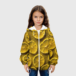 Куртка с капюшоном детская Сочный паттерн из долек лимона, цвет: 3D-белый — фото 2