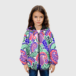 Куртка с капюшоном детская Модный растительный узор, цвет: 3D-черный — фото 2
