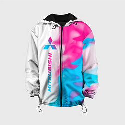 Куртка с капюшоном детская Mitsubishi neon gradient style: по-вертикали, цвет: 3D-черный