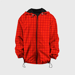 Куртка с капюшоном детская Оранжево-красный клетчатый узор, цвет: 3D-черный