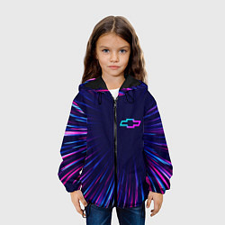 Куртка с капюшоном детская Chevrolet neon speed lines, цвет: 3D-черный — фото 2
