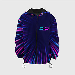 Куртка с капюшоном детская Chevrolet neon speed lines, цвет: 3D-черный