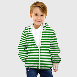 Куртка с капюшоном детская Тельняшка зеленая Пограничных войск, цвет: 3D-белый — фото 2