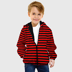Куртка с капюшоном детская Черно-красные полосы, цвет: 3D-черный — фото 2