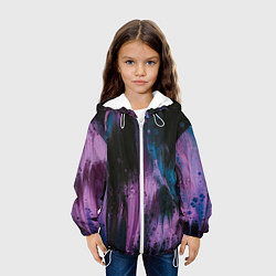 Куртка с капюшоном детская Фиолетовые абстрактные тени, цвет: 3D-белый — фото 2