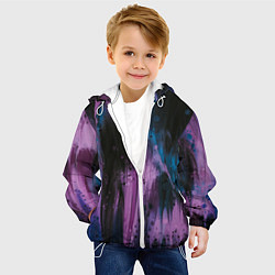 Куртка с капюшоном детская Фиолетовые абстрактные тени, цвет: 3D-белый — фото 2