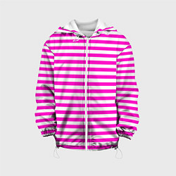 Куртка с капюшоном детская Ярко-розовые полосы, цвет: 3D-белый