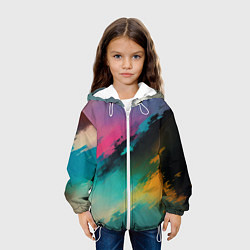 Куртка с капюшоном детская Абстрактный туман, цвет: 3D-белый — фото 2