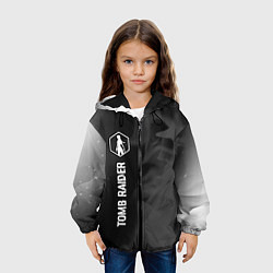 Куртка с капюшоном детская Tomb Raider glitch на темном фоне: по-вертикали, цвет: 3D-черный — фото 2