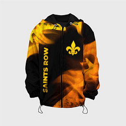 Куртка с капюшоном детская Saints Row - gold gradient: надпись, символ, цвет: 3D-черный