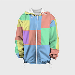 Куртка с капюшоном детская Разноцветные квадраты и прямоугольники, цвет: 3D-белый