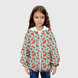 Куртка с капюшоном детская Летний паттерн с арбузами, цвет: 3D-белый — фото 2