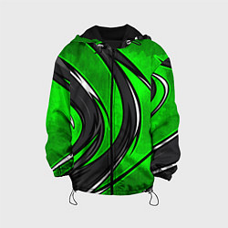 Куртка с капюшоном детская Зеленая органическая броня, цвет: 3D-черный
