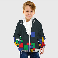 Куртка с капюшоном детская Падающий блок тетрис, цвет: 3D-белый — фото 2
