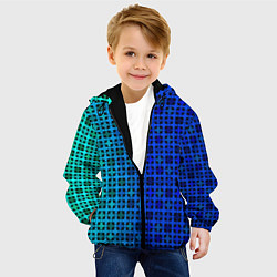 Куртка с капюшоном детская Сине-зеленый геометрический узор, цвет: 3D-черный — фото 2