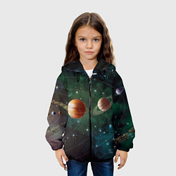 Куртка с капюшоном детская Планетная система, цвет: 3D-черный — фото 2