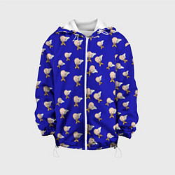 Куртка с капюшоном детская Ванпанчмен паттерн синий фон, цвет: 3D-белый