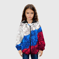 Куртка с капюшоном детская Флаг России из цветов, цвет: 3D-черный — фото 2