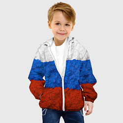 Куртка с капюшоном детская Флаг Российской Федерации из цветов, цвет: 3D-белый — фото 2