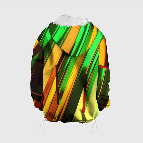 Детская куртка Зелёные и оранжевые пластины / 3D-Белый – фото 2