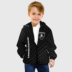 Куртка с капюшоном детская Lamborghini карбоновый фон, цвет: 3D-черный — фото 2