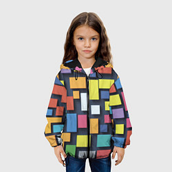 Куртка с капюшоном детская Тетрис цветные кубики, цвет: 3D-черный — фото 2