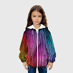 Куртка с капюшоном детская Радужные узор полосы, цвет: 3D-белый — фото 2