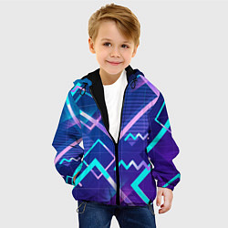Куртка с капюшоном детская Разноцветные квадраты цветные, цвет: 3D-черный — фото 2