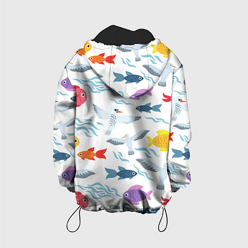 Детская куртка Рыбы и чайки / 3D-Черный – фото 2