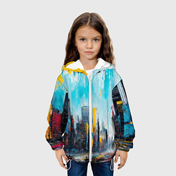 Куртка с капюшоном детская Палитра города, цвет: 3D-белый — фото 2
