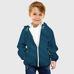 Куртка с капюшоном детская Сине-зеленый плавные полосы, цвет: 3D-белый — фото 2
