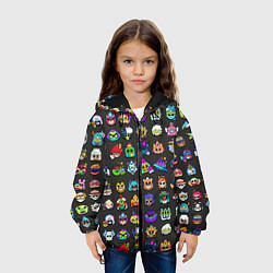 Куртка с капюшоном детская Значки на скины Бравл Старс Brawl Черный фон Пины, цвет: 3D-черный — фото 2