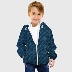 Куртка с капюшоном детская Текстура мине-бирюзовый, цвет: 3D-белый — фото 2