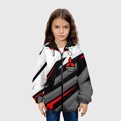 Куртка с капюшоном детская Mitsubishi motors - красная линия, цвет: 3D-черный — фото 2