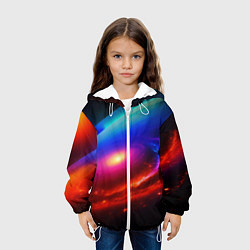 Куртка с капюшоном детская Неоновая галактика, цвет: 3D-белый — фото 2