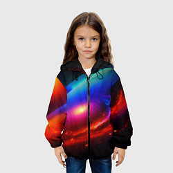 Куртка с капюшоном детская Неоновая галактика, цвет: 3D-черный — фото 2