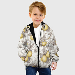 Куртка с капюшоном детская Лимоны - винтаж графика: паттерн, цвет: 3D-черный — фото 2